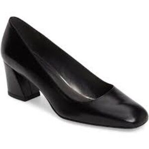 STUART WEITZMAN Marymid pump BLACK BLOCK PATENT LEATHER HEELS